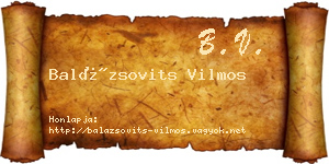 Balázsovits Vilmos névjegykártya