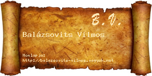 Balázsovits Vilmos névjegykártya